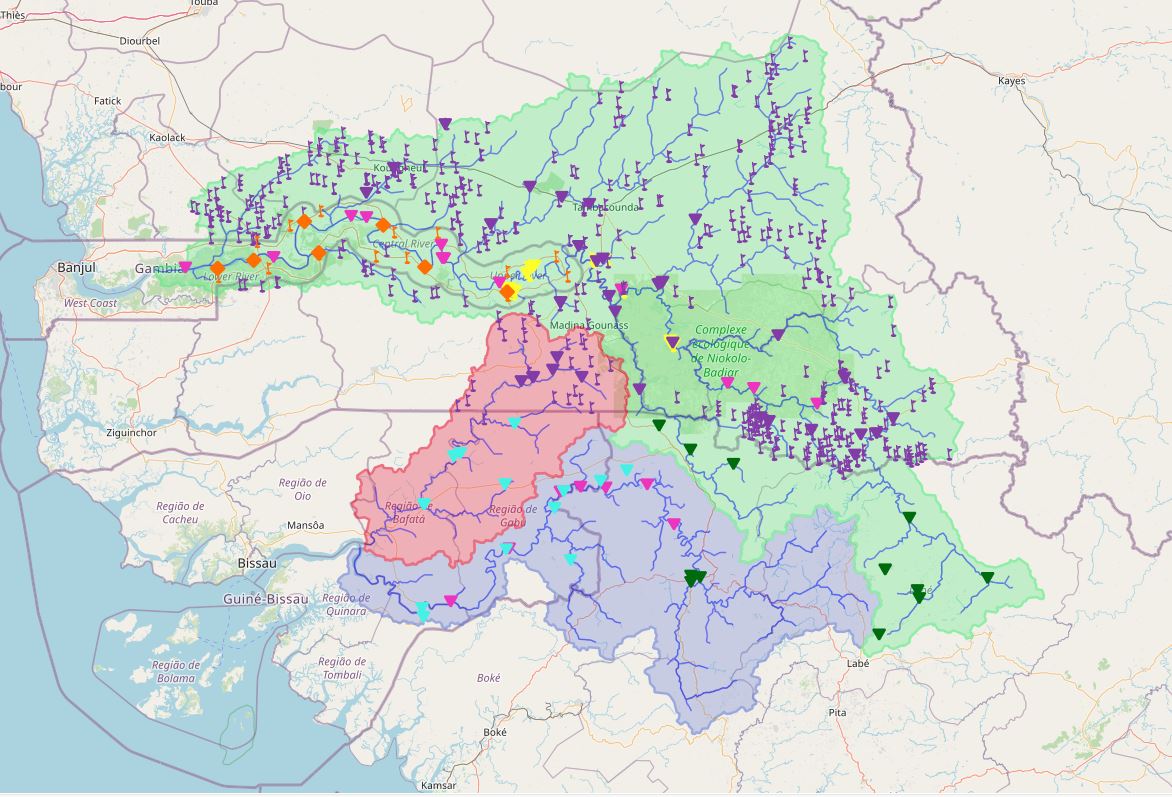 Interactive map - All monitoring stations (village well, borehole, piezometer, stream gauge and virtual station)